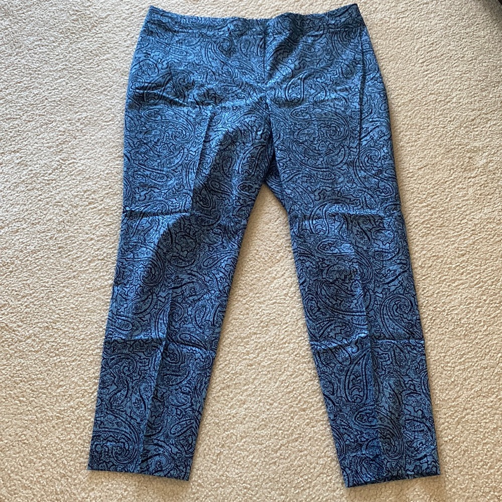 J Jill Printed Blue Paisley Skinny Pants Size 14 NWOT